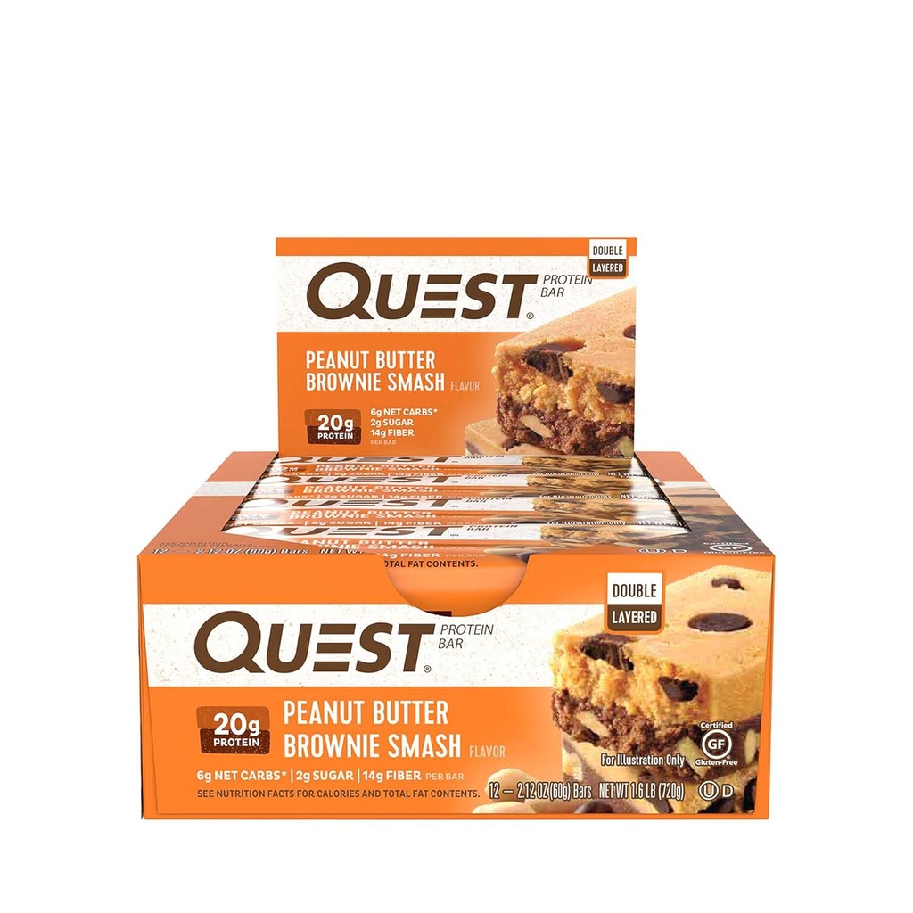 Quest Nutrition- High Protein, Low Carb, Gluten Free, Keto Friendly, Peanut Butter Brownie Smash, 12 Count