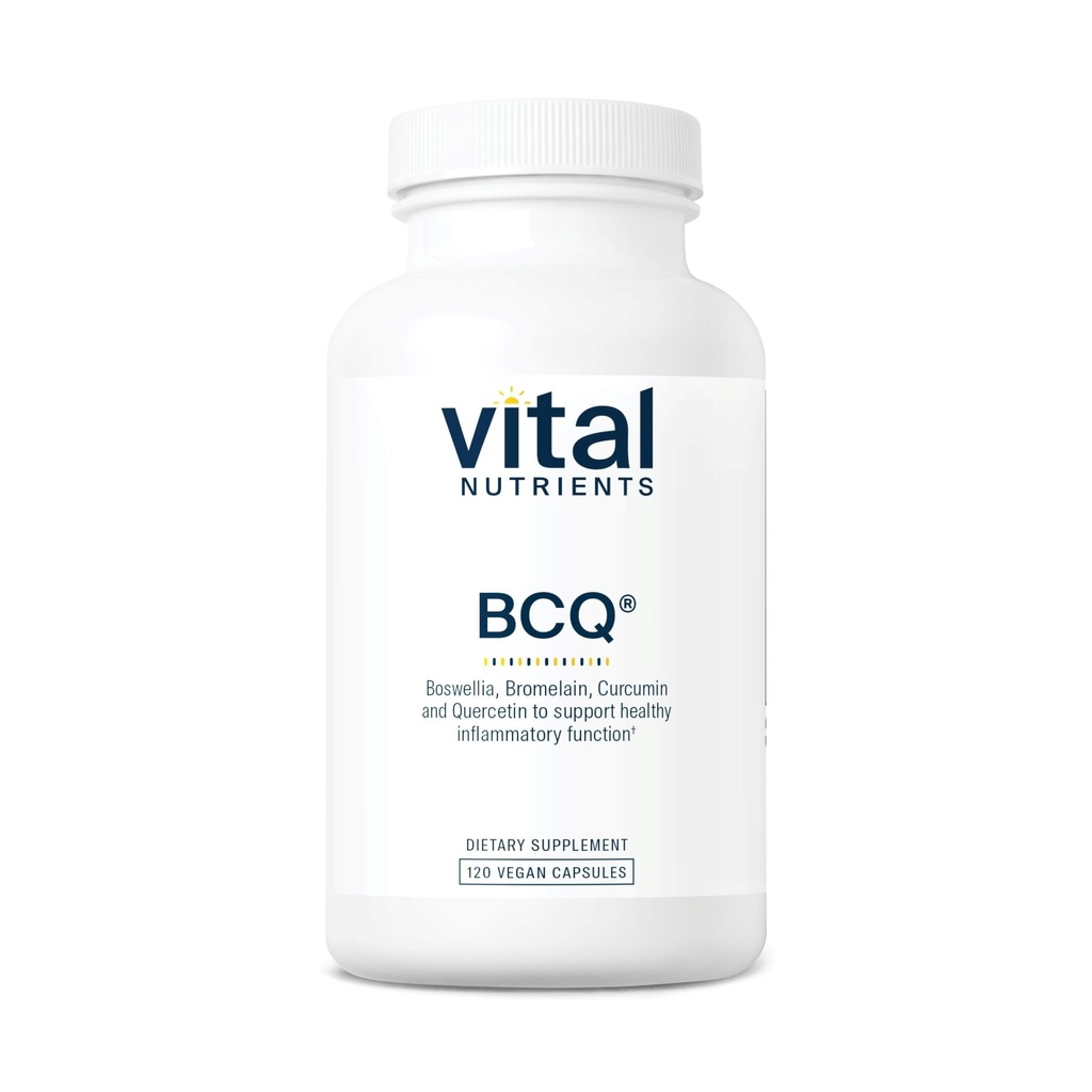Vital Nährstoffe BCQ | Vegan Boswellia, Bromelain, Curcumin & Quercetin Supplement | Joint Support Supplement | Unterstützt Sinus & Digestive Health | Gluten, Dairy, Soy Free | 120 Kapseln