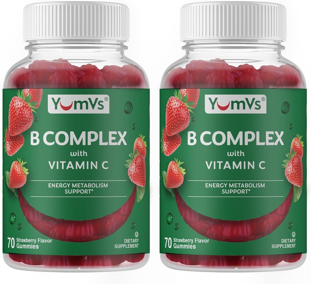 B Complex Gummis mit Vitamin C – Große Verkostung 1 Tag Energie & Nervous System Unterstützung für Erwachsene – Vegan, Kosher, Non-GMO Vitamin B Complex Gummis mit B12, B6, & Folsäure – 70 Count (2 Pack)