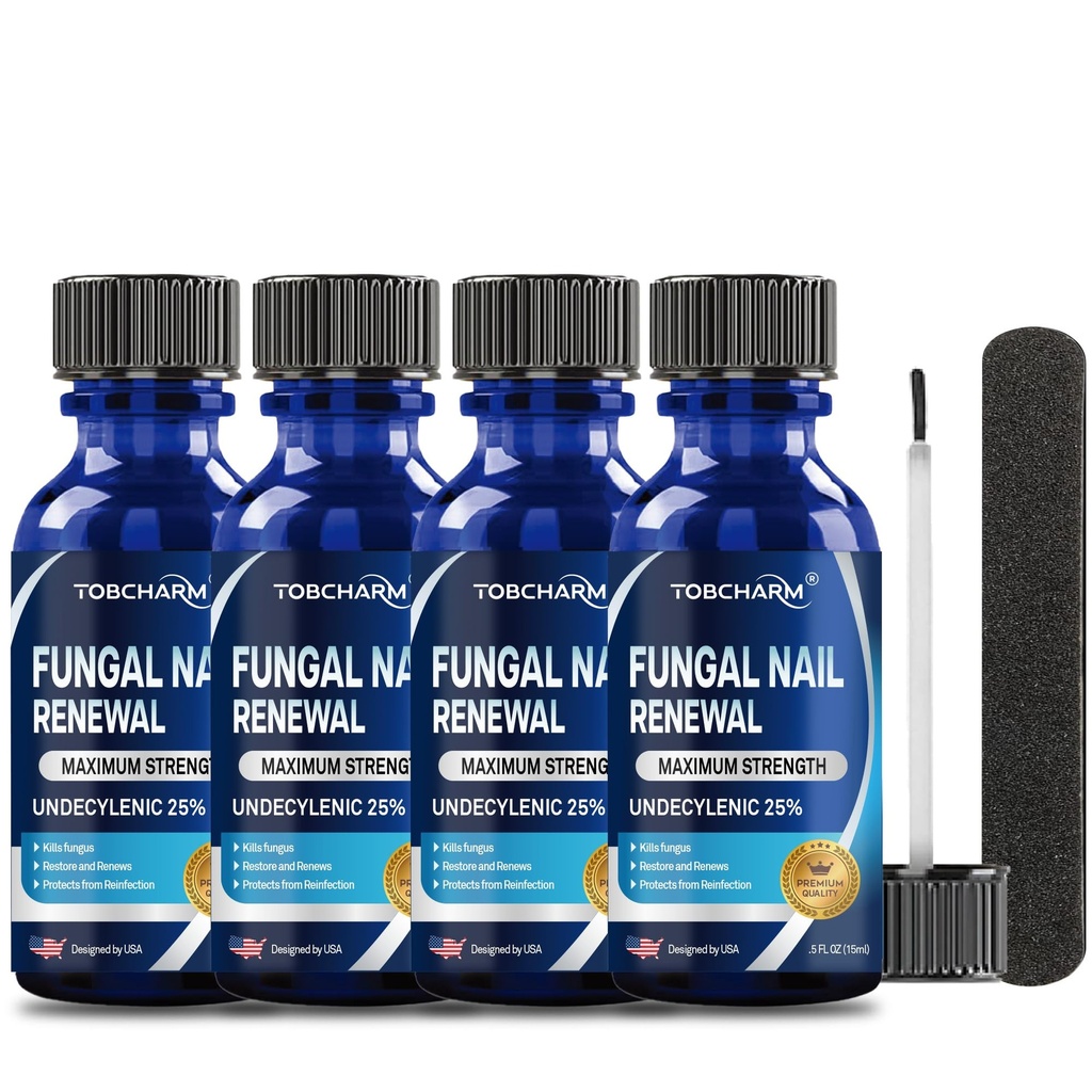 Traitement des champignons des orteils 4Pcs, 25% Acide non décylénique, traitement des champignons des ongles pour les orteils, traitement des champignons des orteils (2 FL OZ)