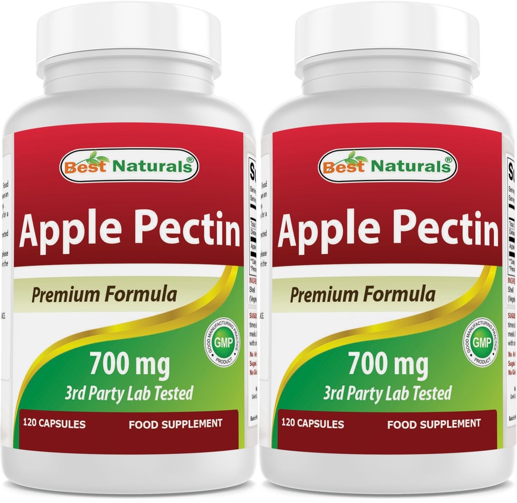 Best Naturals Apple Pectin 700 mg - Dietary Fiber - Intestinal Support - 120 Kapseln (120 Zähler (Pack von 2))