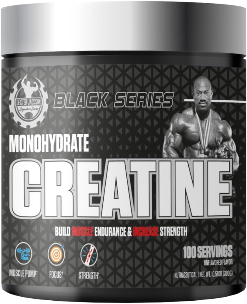 Schwarze Serie Monohydrat Kreatin | 300g | 100 Servierungen | Premium Micronized Kreatin für Stärke, Muskelwachstum & Erholung