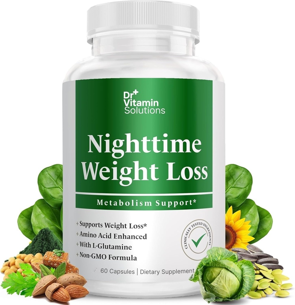 DR VITAMIN SOLUTIONS Nighttime Fat Burner Supplements - Appetitzügler für Weight Loss - Night-Time Fat Burner für Frauen und Männer Unterstützung Schlaf & Entspannung - Gewichtsverlust Pillen - 60 Kapseln