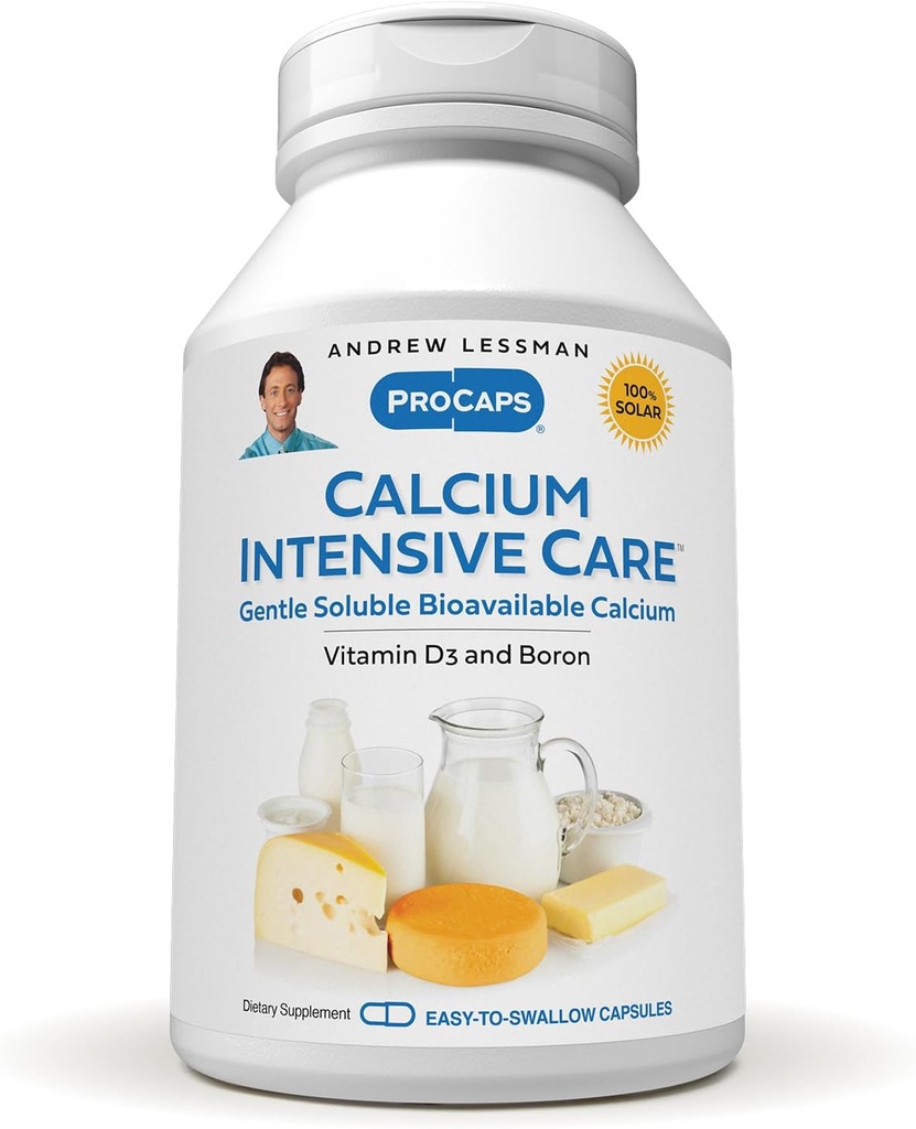 ANDREW MOINSMAN Soins intensifs au calcium - 60 gélules - Maintient la santé des os et des tissus squelettiques. Vitamine D, Boron. Poudre ultra-fine, très absorbante en gélule facile à avaler. Pas d'additifs.