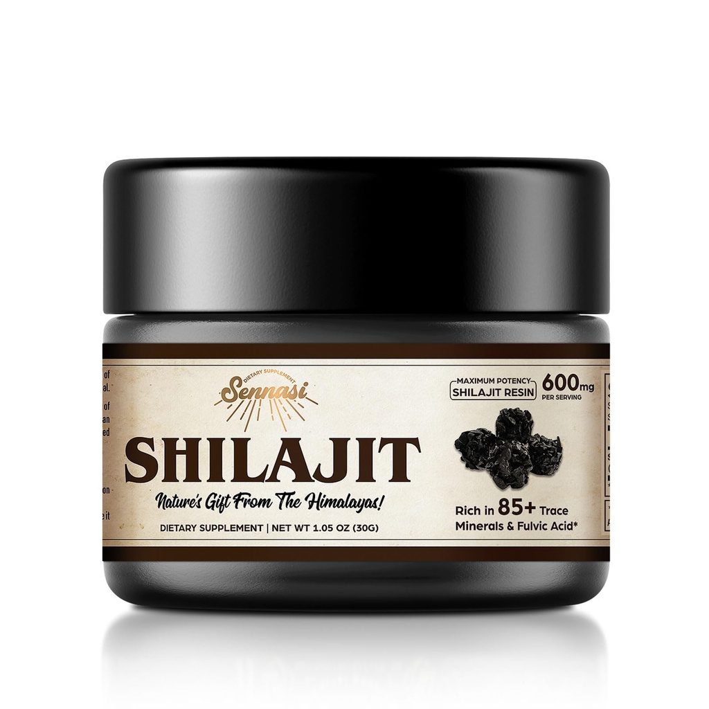 Shilajit Pure Himalayan Organic Shilajit Resin - 600mg Maximum Potency Natural Organic Shilajit Resin mit 85+ Trace Minerals & Fulvic Säure für Energie, Immununterstützung, 30 Gramm (1 Packung)