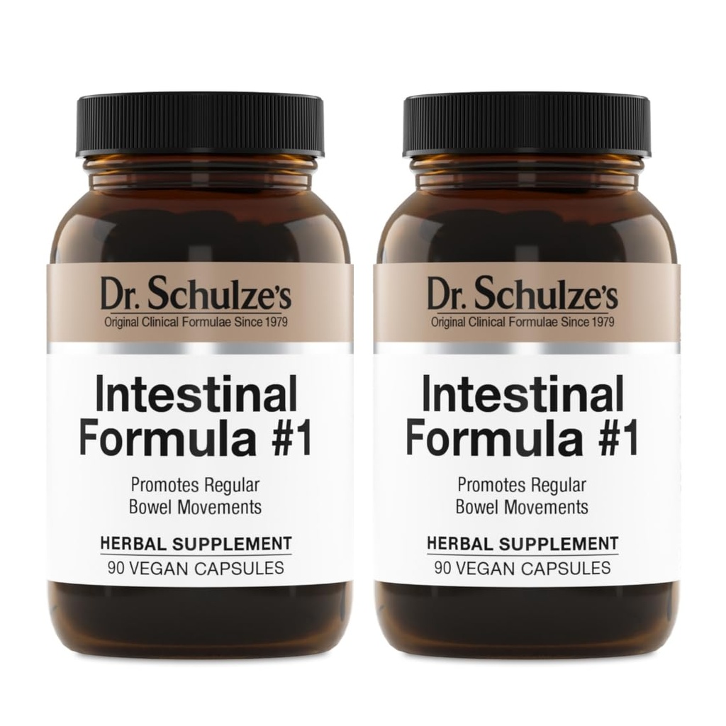 Dr. Schulze's Darmformel #1 - Bowel Movement Supplement for Colon Health Support - Bloating & Constipation Aid - Darmreiniger - All-Natural - Plant-Based - Vegan - 90 Count (2 Pack)