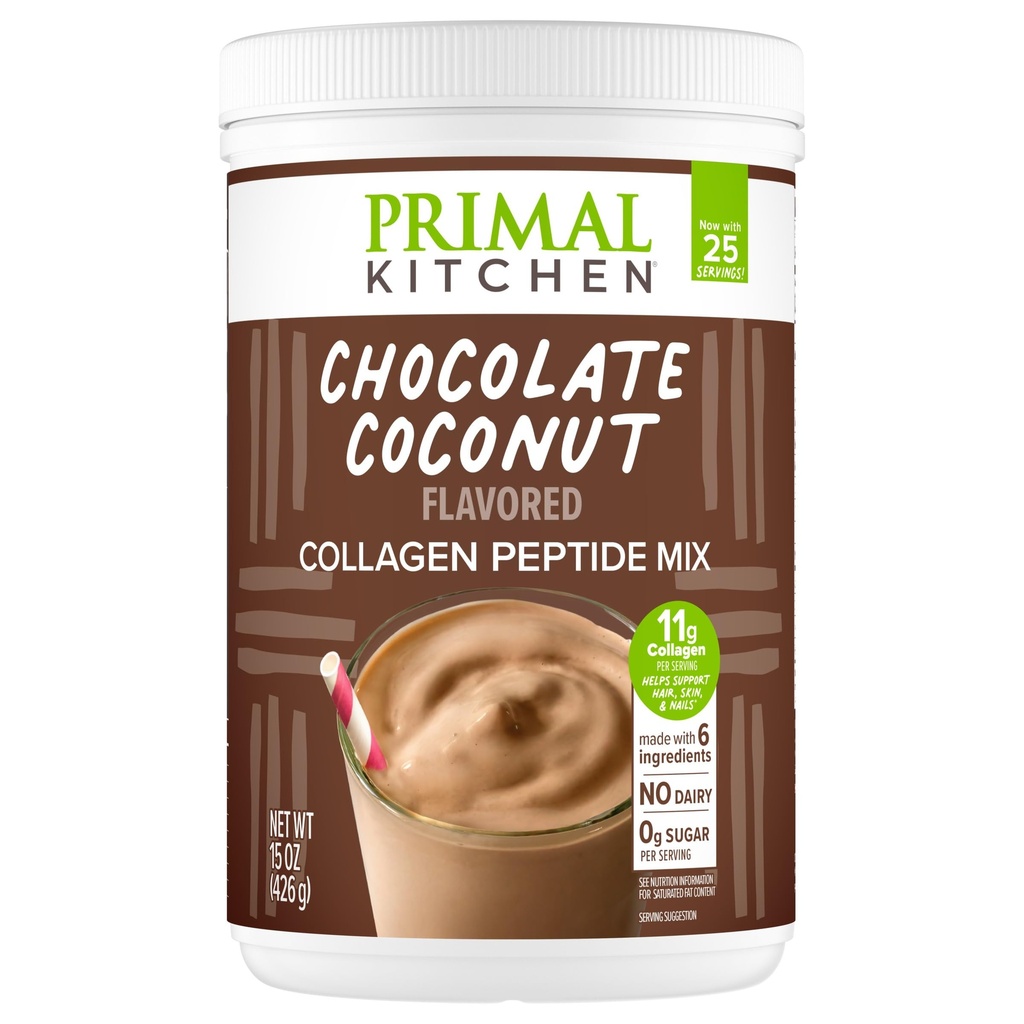 Primal Chocolat de cuisine Collagène Fuel® Mélange de boisson, Chocolat de noix de coco Collagène Peptides, Pas d'édulcorants laitiers ou artificiels, 15 Onces