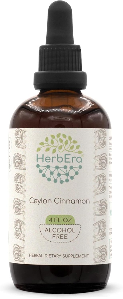 Ceylon Cinnamon B120 Alkoholfreie Kräuterextrakt-Tinktur, Konzentration flüssige Tropfen natürliches Cinnamon (Cinnamomum Verum) (4 fl oz)
