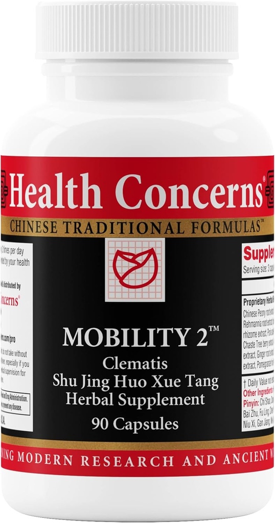 Health Concerns Mobility 2 – Joint Health Support Supplement für Männer und Frauen – Chinesische Kräuterzirkulation Unterstützung – Natürliche Gelenk- und Muskelhilfe – Kräuterextrakte – 90 Kapseln