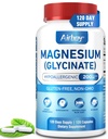 Airboy Magnésium Glycinate 200 mg, Meilleur Magnésium Glycinate pour Sommeil,120 Petites Capsules Vegan, Soutien à l'absorption élevée Relaxation, Sommeil et humeur calme, Non-OGM et Pas de gluten