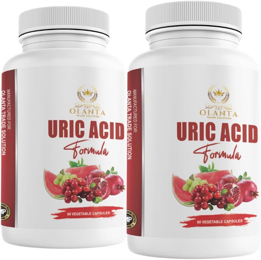 Acid Urique Herbal Générique - Complexe Acid URIC - Support articulaire, Pilules de rétention d'eau pour les femmes, supplément de chardon de lait, cerise de tart, haricots verts de café, acide citrique, graines de céleri, grenade - 2 B