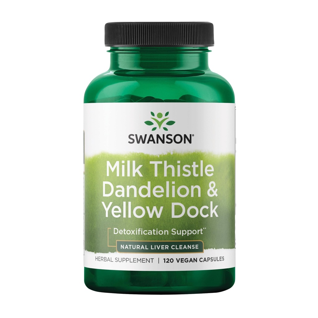 Swanson Milk Thistle, Dandelion & Yellow Dock - Herbal Liver Support Supplement - Natürliche Ergänzung zur Erhaltung der Gesamtgesundheit & Wohlbefinden - (120 Kapseln) (1 Packung)
