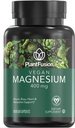 PlantFusion Magnésium végétalien 400 mg Complément alimentaire, Muscle, os, Soutien du cœur et de la relaxation, 90 Capsules végétaliennes