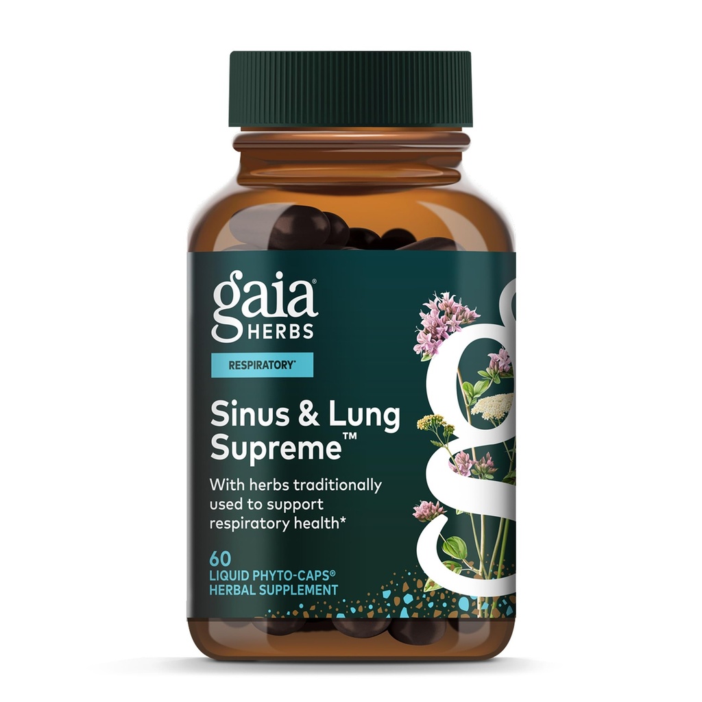Gaia Herbs Sinus & Lung Supreme - Lung Support Supplement for Respiratory Health - Sinus Support -Vegan, Gluten-Free & Dairy Free - Plant-Based Formula - 60 Kapseln