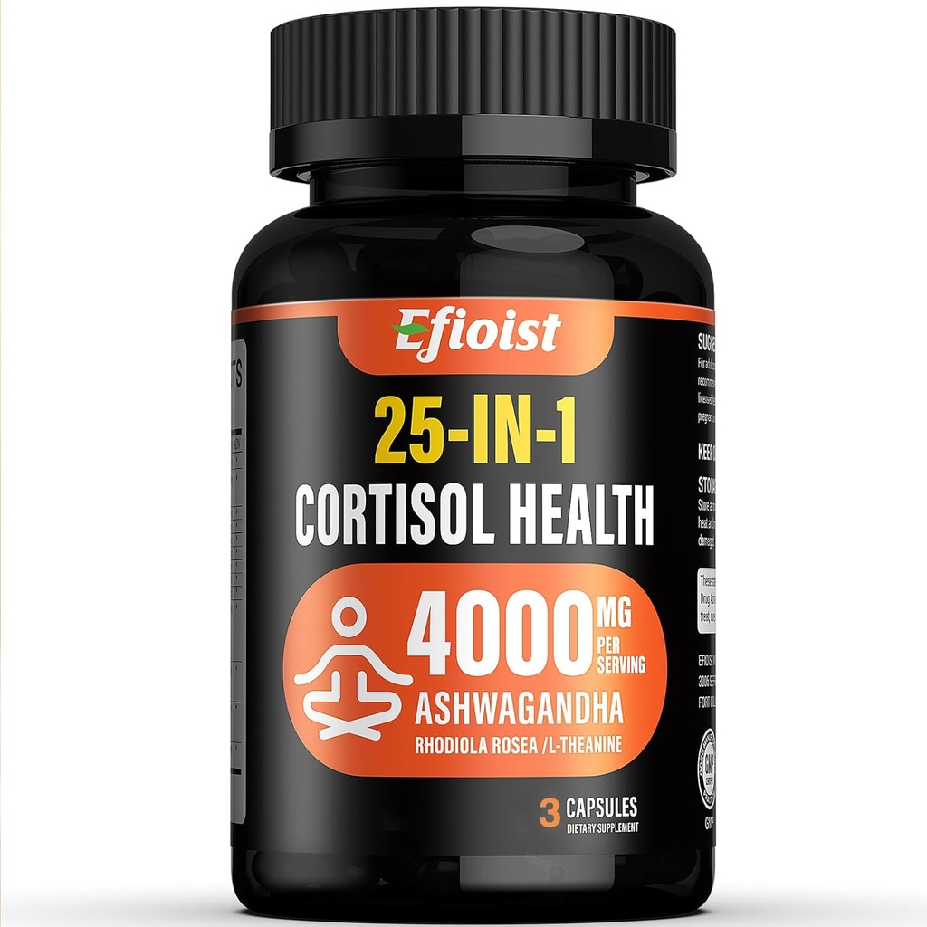 Cortisol Health Supplement, 25-in-1 Cortisol Reducer für Damen und Herren, Cortisol Ergänzungen für mit Ashwagandha, Rhodiola Rosea, L-Theanine, 3 Kapseln