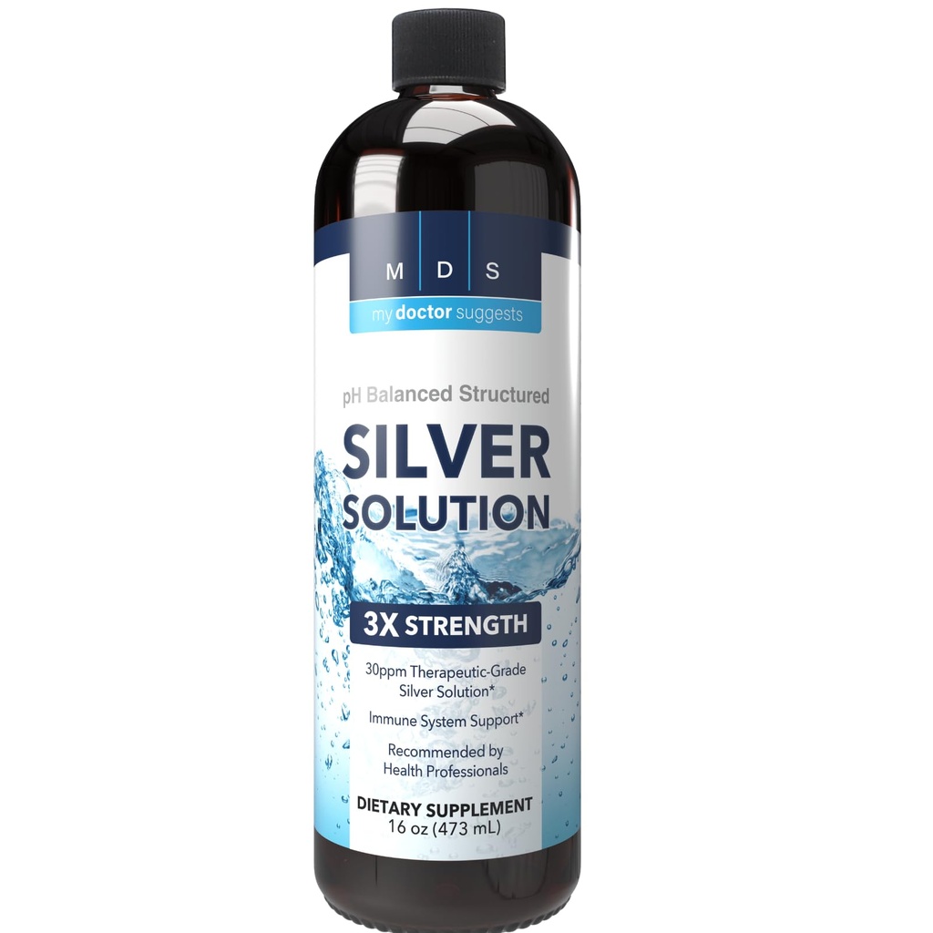 Supplément liquide en argent structuré Alkaline 30ppm - Immune et Gut Health Support - Suppléments minéraux en argent colloïdal structuré extra résistance - Fabriqué aux États-Unis (16 oz)