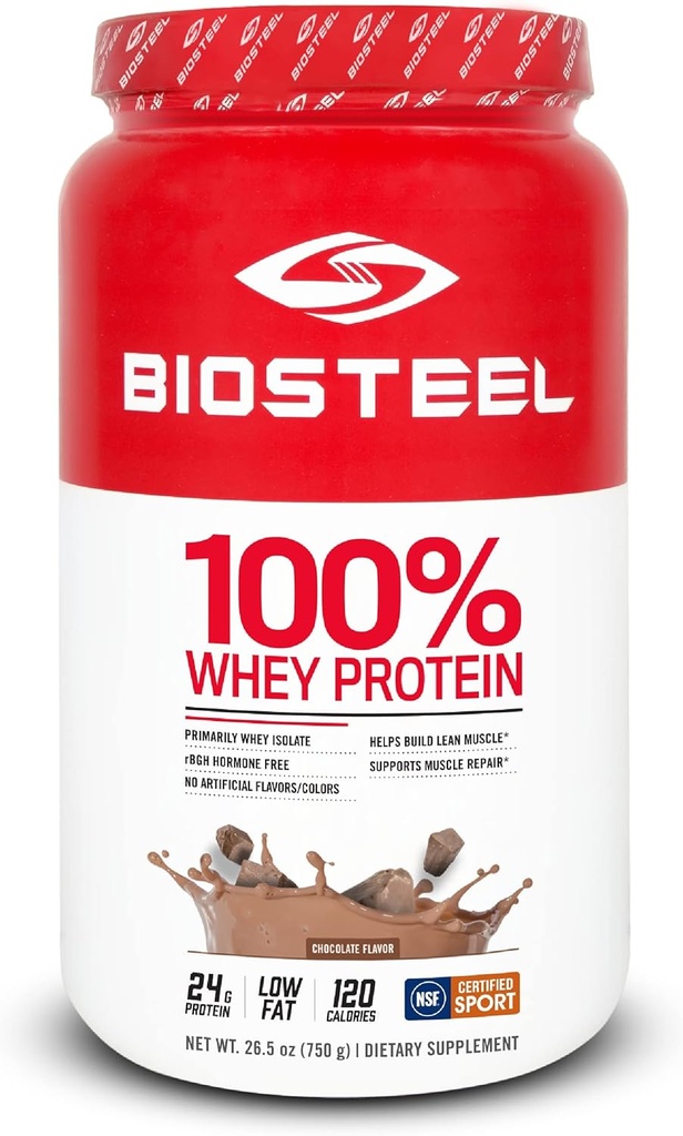 BioSteel Sports Chocolate 100% Whey Protein Powder Supplement, rBGH Hormon Free & Non-GMO Post Workout Formel, 25 Servierungen, 25.5 Unzen Trusted by Pro Athletes, NSF für Sport