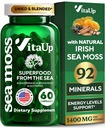 Wildcrafted Irish Sea Moss Capsules with Burdock Root & Bladderwrack - USA Made Sea Moss Advanced for Hair, Skin, Immune & Energy Levels Support - SeaMoss Pills - 60 Capsules Vegan