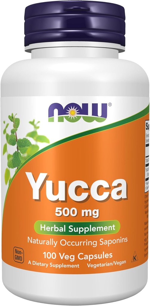 NOW Foods Supplements, Yucca (Yucca spp.) 500 mg, 4:1 Concentrate, Herbal Supplement, 100 Capsules
