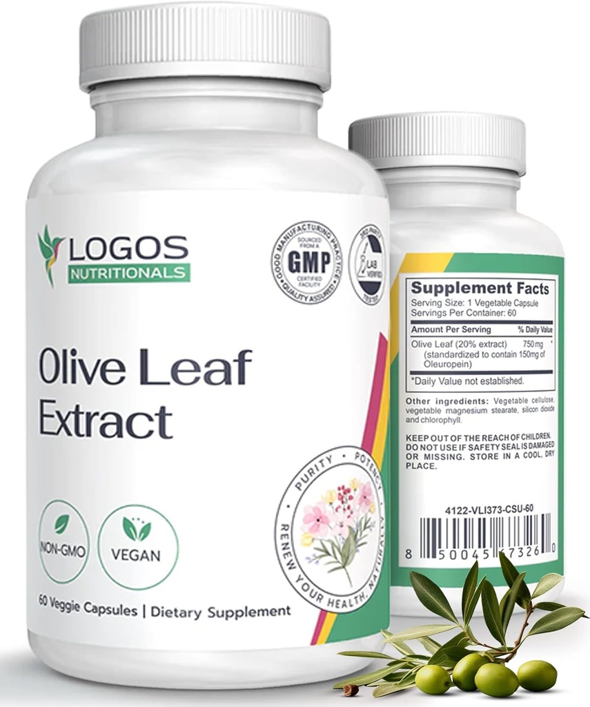 Olivenöl Blatt Extrakt Kapseln - Immunergänzung für Männer & Frauen, Polyphenol und Flavonoid für allgemeine Wellness - Non-GMO und Vegan Olivenöl Kapseln - 60 Zähler
