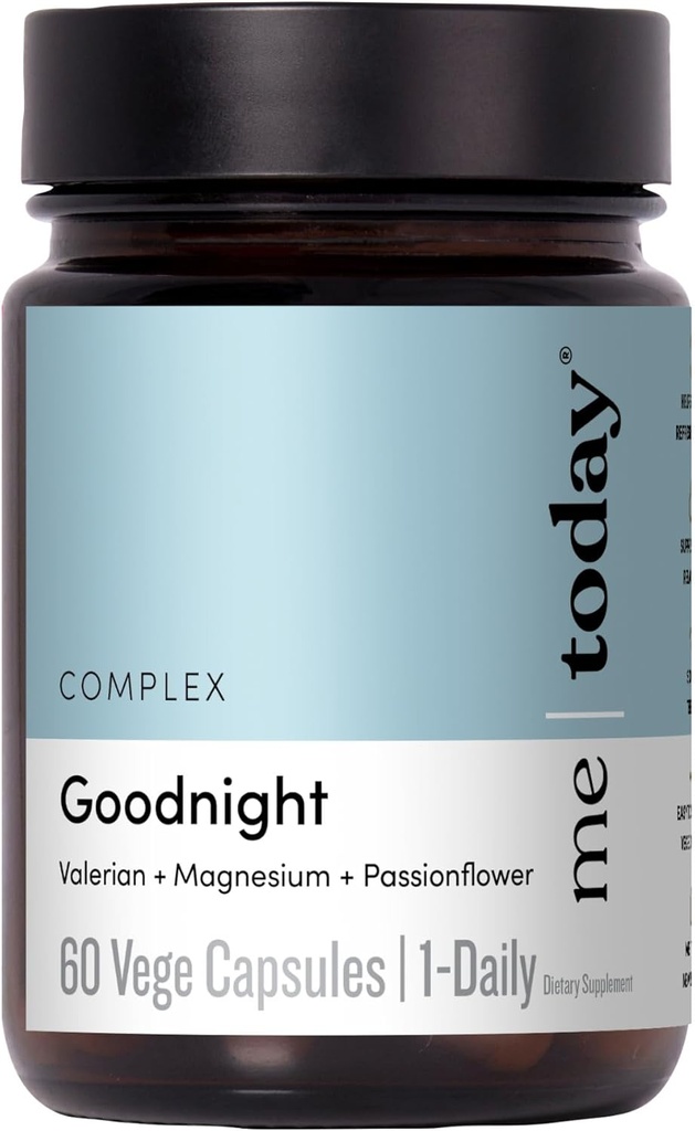 Me Today Goodnight Magnesium Sleep Aid Supplément – Soulage le sommeil reposant, le calme et la relaxation – Magnésium végétalien pour la relaxation musculaire et le calme – 60 portions