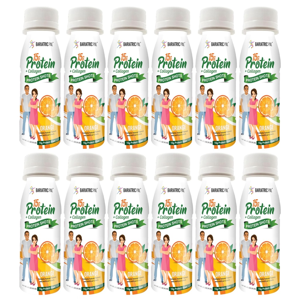 BariatricPal 15g Ready-to-Drink Whey Protein & Collagen Shots - Orange (12 Flaschen)
