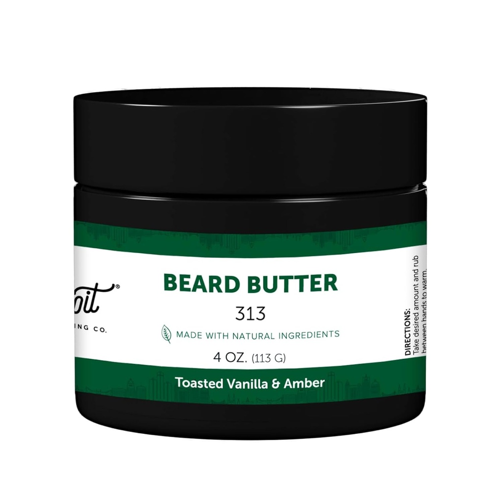 Detroit Grooming Co. Bart Butter für Männer | Erweicht, Diecken & Hydrates mit Safflower Oil & Shea Butter | 313 Duft, 4oz