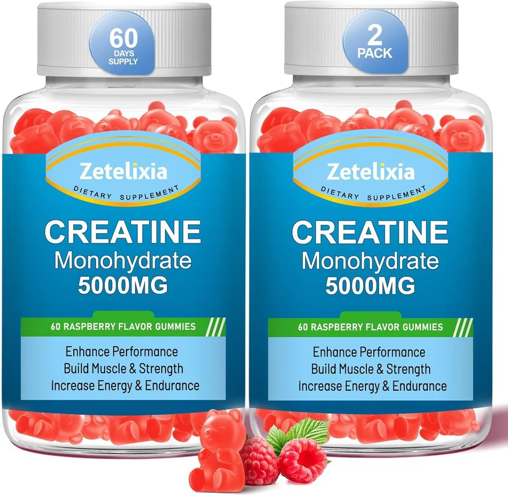 2 Pack Creatine Monohydrate, Kreatin Monohydrate für Männer & Frauen, Verbesserte Formel mit BCAA, Vitamin B12, Taurine, Muskelunterstützung, Energie-Boost, Zuckerfrei, Vegan, 120 Zähler