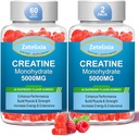 2 Pack Creatine Monohydrate, Kreatin Monohydrate für Männer & Frauen, Verbesserte Formel mit BCAA, Vitamin B12, Taurine, Muskelunterstützung, Energie-Boost, Zuckerfrei, Vegan, 120 Zähler