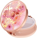 Rouidr Pille Box, 3 Compartment Medicine Pill Case, Small Metal Travel Medicine Box für Geldbörse & Tasche, Rose Gold, Gold Pink Marble