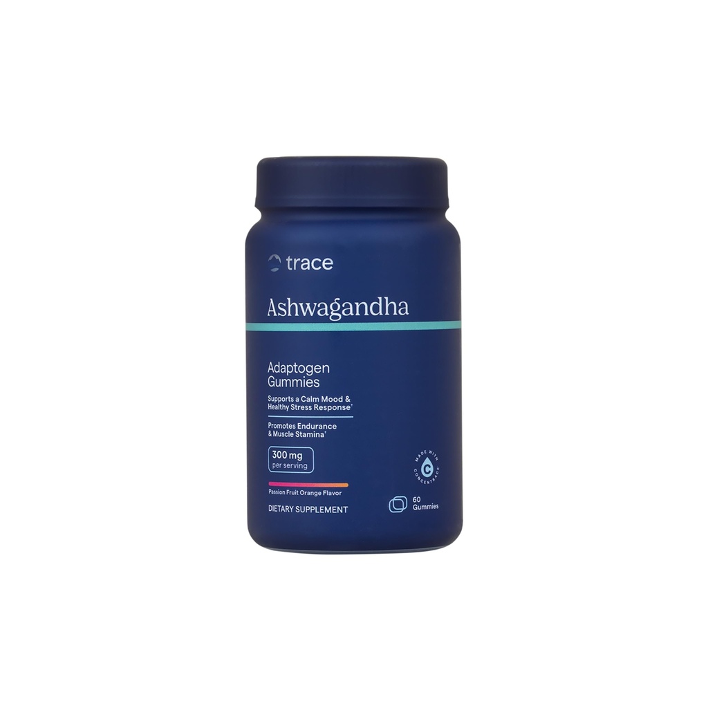 Trace Minerals Ashwagandha - Ashwagandha Gummies zur Unterstützung eines gesunden Mindsets - Berechnungsergänzung - besserer Schlaf - Immunsystem und Energieunterstützung - Passion Fruit Orange - 60 Count (30 Servietten)