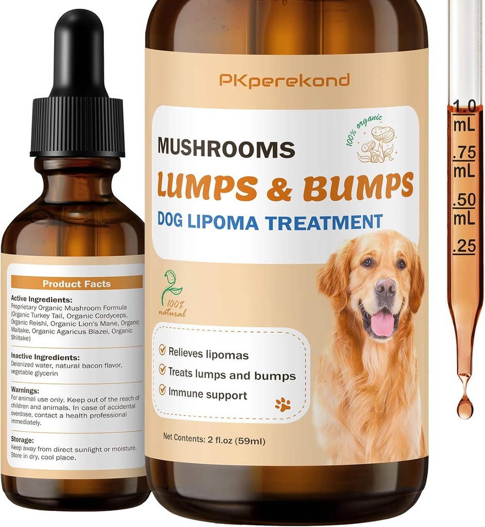 Dog Lumps and Bumps Supplement, Türkei Tail Mushroom Guard for Dog Lipomas, Organic 7 Mushroom Complex Drops, Stärkung Immunität & Energie für Buddy mit Shiitake Pilze, Reishi, Lion's Mane