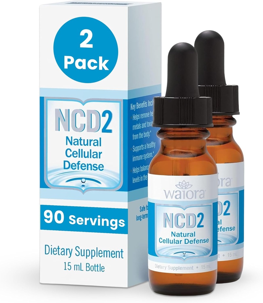 Waiora NCD2 Aktivierte flüssige Zeolite Tropfen, Mix in Lebensmittel/Drinks, natürliche Körperreinigung & Promote Immununterstützung, All Natural, pH Balance Zeolite Flüssigkeitstropfen - 2 Flaschen (0,5 oz. ea.) 180 serv.