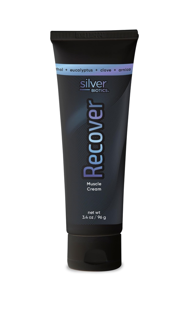 Silber Biotics Recover Muskelcreme | 20 ppm patentierte Silber Lösung | Arnica | Jojoba Öl | Camphor | Vitamin E | Silver Strong|3.4oz