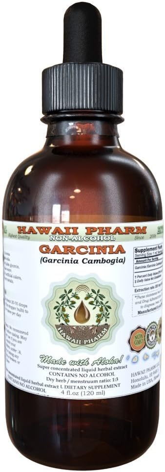 Extrait liquide pur sans alcool de Garcinia, Garcinia biologique (Garcinia cambogia) Fruits séchés Glycérite Hawaï Pharm complément naturel à base de plantes 2 fl.oz