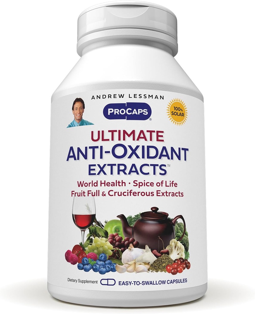 ANDREW MOINSMAN Ultimate Anti-Oxidant Extraits 360 Capsules - Mélange concentré d'extraits standardisés. Polyphénols naturellement protecteurs, extraits de légumes frais et crucifères. Aucun additif