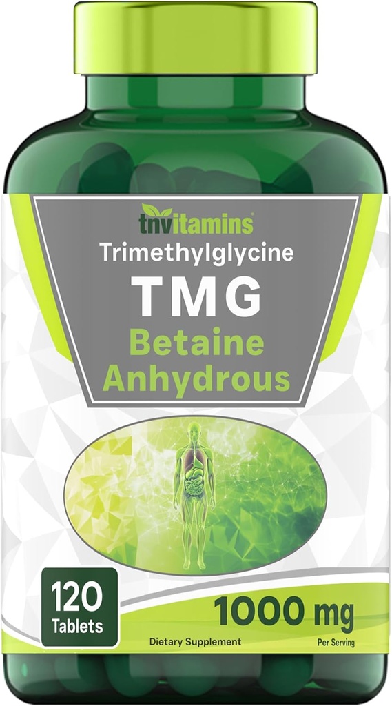 TMG Supplement 1000mg (Betaine Anhydrous) 120 Tablets | Better Than Betaine HCL* | Homocysteine Support* | Trimethylglycine | Non-GMO, Made in The USA!