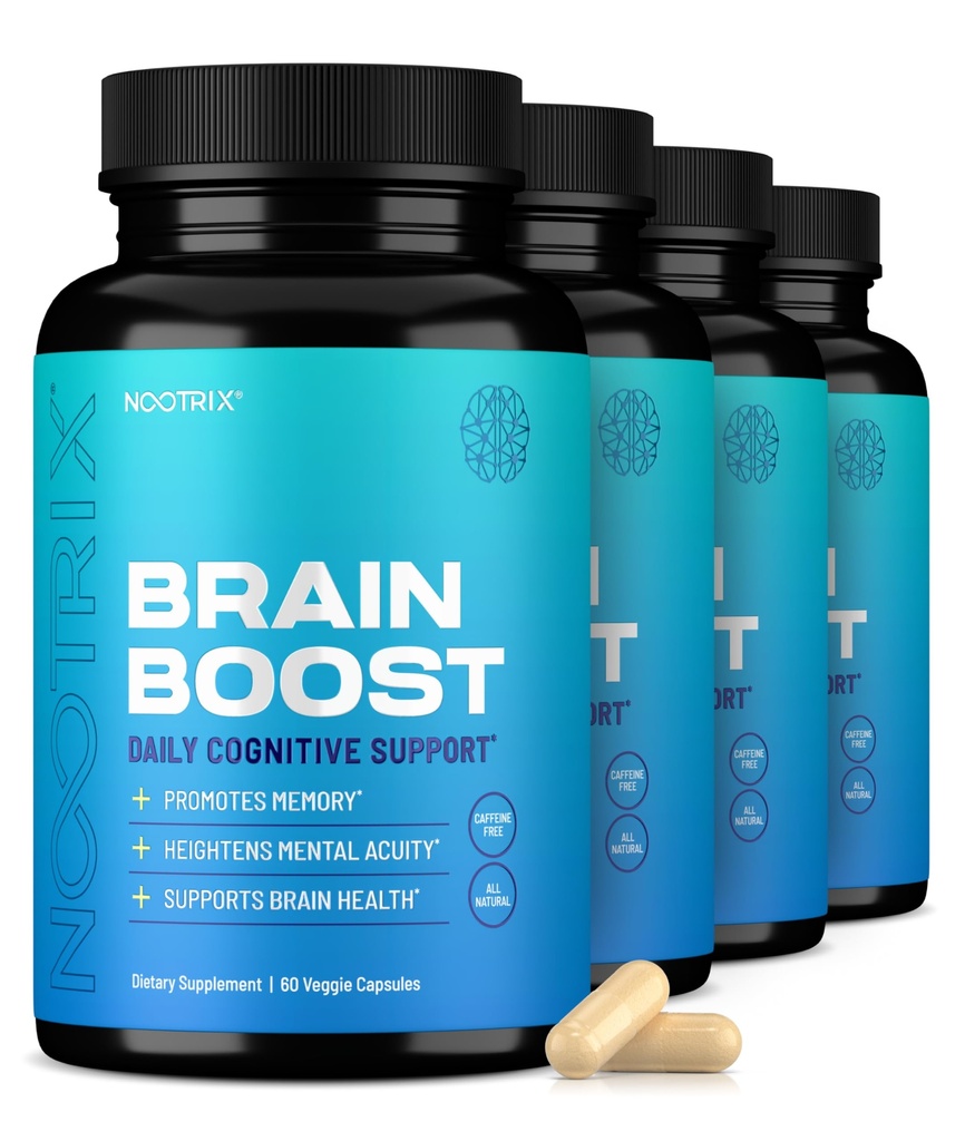 Nootrix Brain Boost Nootropic Supplement soutient la mémoire, la concentration mentale, la santé cognitive et l'énergie.