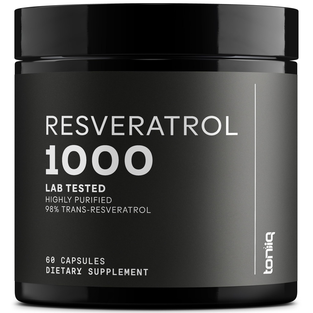 Ultra High Potency Third-Party Tested Trans Resveratrol 1000mg - 98% Rein, hochrein und biologisch verfügbar - Resveratrol Polygonum Root Extract - 60 Kapseln