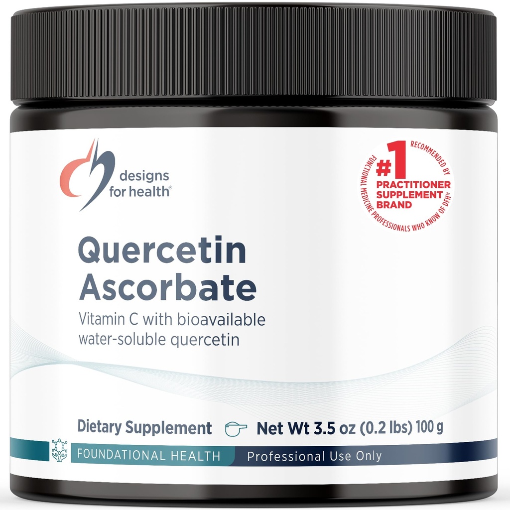 Designs für Gesundheit Quercetin-Ascorbat-Pulver - 240mg QuerceSOLTM-Ergänzung - Vitamin C zur Unterstützung normaler Histamin-Antwort - Easy Drink Add-in, Vegan (77 Servietten / 100g)