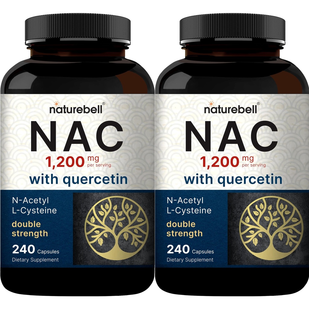 2 Pack NAC Supplement (N-Acetyl Cystein) mit Quercetin, 1.200mg pro Servierung, 480 Kapseln | Double Strength Antioxidant Unterstützung für Immun-, Leber- und Lung-Gesundheit – Non-GMO
