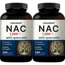 2 Pack NAC Supplement (N-Acetyl Cystein) mit Quercetin, 1.200mg pro Servierung, 480 Kapseln | Double Strength Antioxidant Unterstützung für Immun-, Leber- und Lung-Gesundheit – Non-GMO