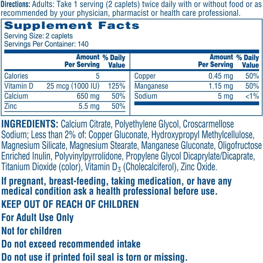 Maximale Plus Citracals, hochlöslich, leicht digested, 630 mg Calcium Citrat mit 1000 IU Vitamin D3, Knochengesundheitsergänzung für Erwachsene, Caplets, 280 Count (Pack von 1)