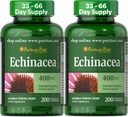 Puritan's Pride Premium Echinacea Natürliche Ganze Kräuterergänzung 400mg, Nahrungsergänzungsmittel für Gesundheit, Immunsystem Unterstützung, 200 Schnelle Freisetzung Kapseln, 2 Pack