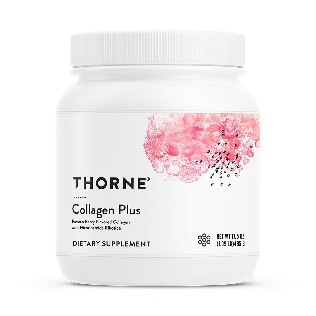 THORNE - Collagen Plus - Collagen Peptides Pulver mit Nicotinamid Riboside & Klinisch untersuchte Inhaltsstoffe für Hautstruktur & Feuchtigkeit - Gesunde Haut, Haare & Nägel* - 17,5 Oz - 30 Servierungen