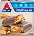 Atkins Caramel Schokolade Peanut Nougat Snack Bar, Protein Snack, High in Fiber, 2g Zucker, Keto Friendly, 5 Count