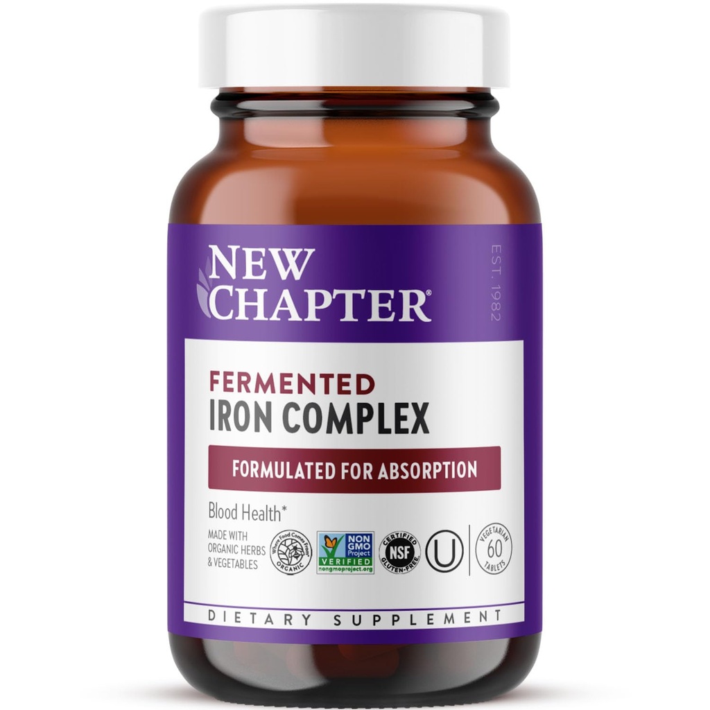 Neue Kapitel Eisen-Ergänzung, Ganz-Food Fermented Iron Complex Herbs + One Daily Non-Constipating Dose- 60ct, 2 Month Supply
