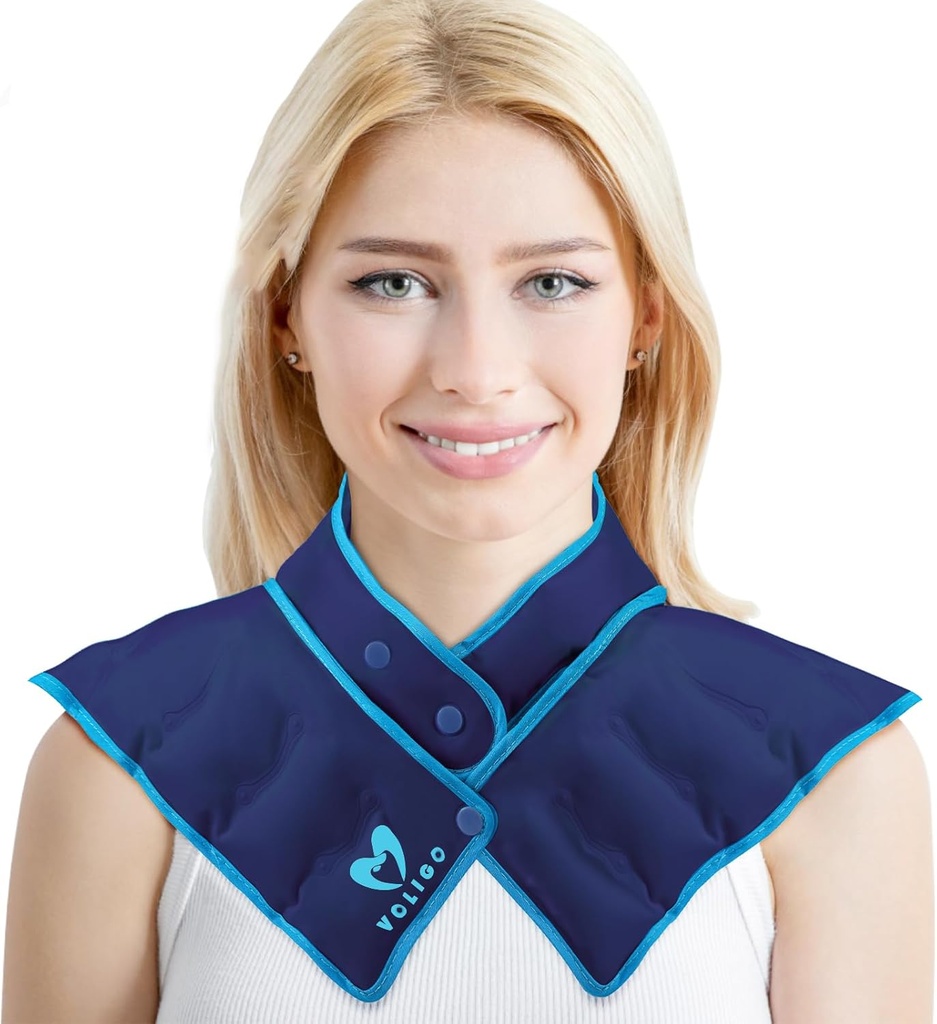 Plaque de chauffage micro-ondes de l'épaule de chauffage de l'épaule de cou, protection contre la douleur au dos chaude et humide Compresseur chaud, réchauffeur micro-ondes réglable (NSF-Blue)