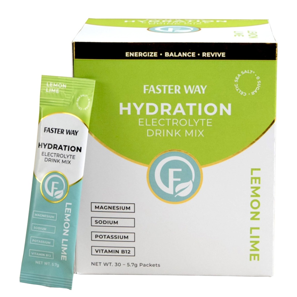 Schnellere Weise - Hydration - Elektrolyt-Getränk-Mix - Mit Apfel Apfel Apfelessig, Choline, Probiotics & Natural B Vitamine - Energize & Revive - Pulver-Packets - Zero Sugars -Gluten Free -Lemon Lime -30 Pack