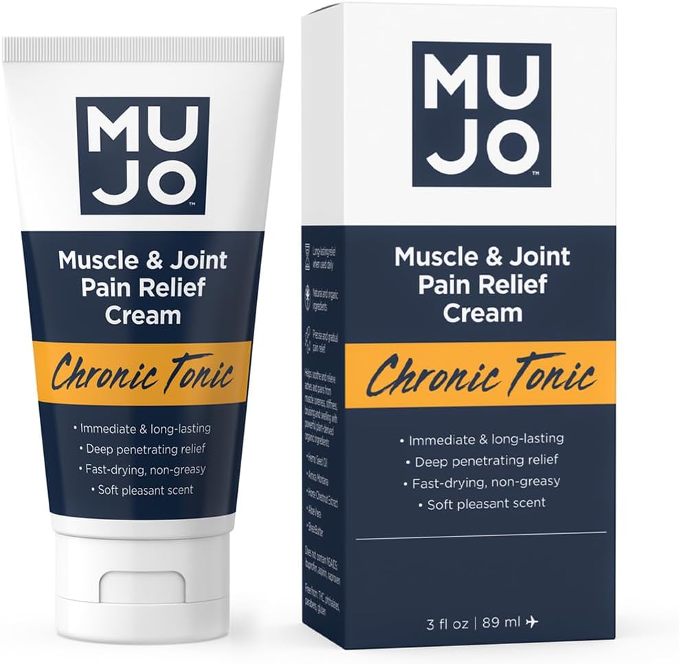 MUJO Chronische Tonic Muscle & Joint Pain Relief Cream - Fast-Acting, lang anhaltende organische Inhaltsstoffe - Tief eindringend für Arthritis/Sprains - 3 fl oz